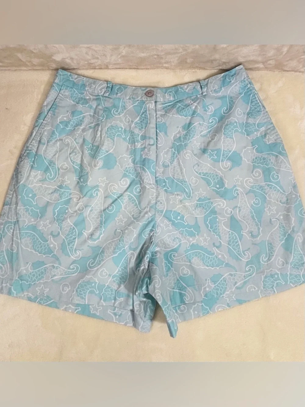 Lilly Pulitzer Women’s Light Blue Tropical Seahorse Print Shorts Size 12